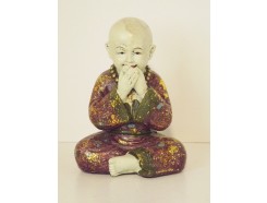 P1035241 Poly. Monnik "zwijgen" colour. Hoogte 15 cm.