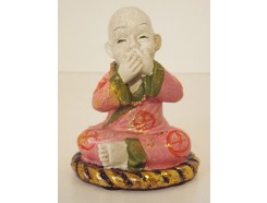 P1035350C Poly. Monnik "zwijgen" mini colour. Hoogte : 8 cm.