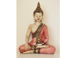 P1035255 Poly. Thai boeddha sitting colour. Hoogte : 35 cm.
