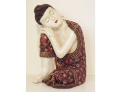 P1035577 Poly. Sleeping boeddha colour large. Hoogte : 35 cm.