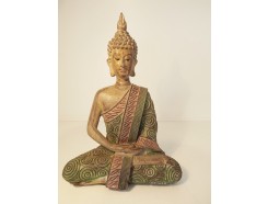 P1035740 Poly. Thai boeddha marble wood. Hoogte : 20 cm.