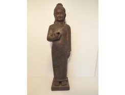 G539-DG Garden staande boeddha. Hoogte 80 cm. Dark-grey.