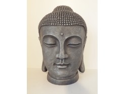 G522-AS Garden hoofd boeddha Japan. Hoogte : 42 cm. Antique Silver.