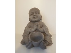 G876-G Garden kindmonnik met kom. Hoogte 28 cm. Granite.