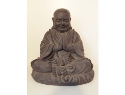 G538L-DG Garden boeddha biddend large. Hoogte : 53 cm. Dark-grey.