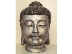 G522XL-AS Garden. Hoofd boeddha XL Japan. Hoogte : 72 cm. Antique Silver.