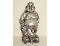 G1641-AS Garden boeddha lucky staand. Hoogte : 62 cm. Antique silver.