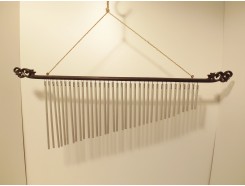 GA8530070 Gong bewerkt hout 75 cm. met 36 zilveren pijpjes.