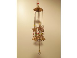 GA8554002 Gong 5 koperen sterren met 11 koperen bellen en kralen. Lengte : 60 cm.