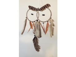 8530094 Dreamcatcher. Dreamcatcher brown owl 2 eyes. Length 48 cm width : 25 cm.