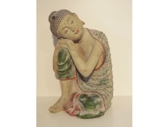 P1035749 Poly. Marble wood sleeping boeddha. Height : 36 cm.