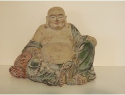 P1035746 Poly. Marble wood lucky buddha. Height : 16 cm.