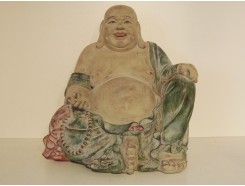 P1035747 Poly. Marble wood lucky buddha XL. Height : 28 cm.