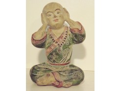 P1035750A Poly. Marble wood monk "hear no evil". Height 15 cm.
