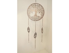 M26029 Metal. Donkergrijze "Tree of Life" met 3 kleinere "Trees of of life" en 3 "diamanten". Breedte 21 cm., lengte 80 cm.