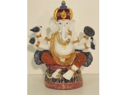 P1035354 Poly. Coloured sitting ganesh. Height : 18 cm.