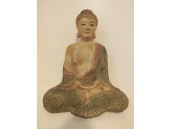 P1035742 Poly. Buddha Japan marble wood. Hoogte : 30 cm.