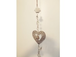 M5815050 Metal hanging heart-2 birds-candleholder. 110 cm.  Per 4 stuks verpakt. Prijs is per 4 stuks.