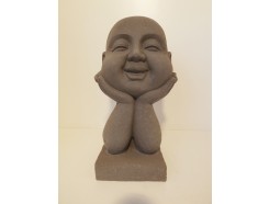 G967-G Garden hoofd op handen. Hoogte : 37 cm. Granite.