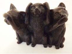 CD1239 Resin poezen horen-zien-zwijgen. H x L : 10 x 8 cm.