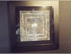 T9418925C tableau zilver vierkant abstract in zilveren lijst. 90 x 90 cm.