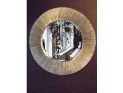 T20137 tableau spiegel rond in zilveren lijst. Diameter : 80 cm.