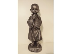 G880-AS Staande monnik biddend. Hoogte : 40 cm. Antique Silver.